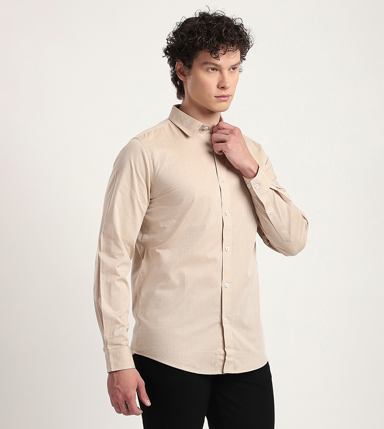 Logo Embroidered Long Sleeves Casual Shirt