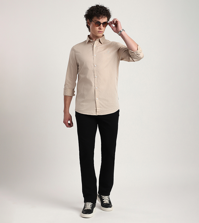 Logo Embroidered Long Sleeves Casual Shirt