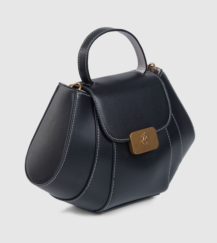 Contrast Stitch Detail Top Handle Bag