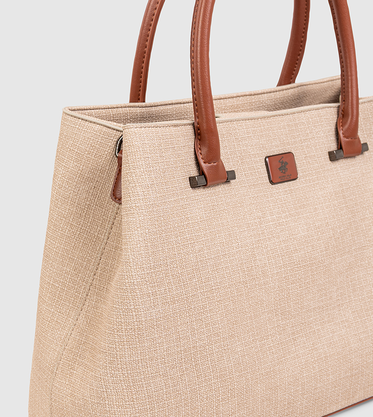 Textured Zippered Satchel Bag