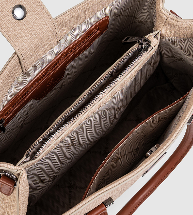 Textured Zippered Satchel Bag