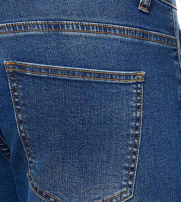 Faded Slim Fit Jeans with Button Closure