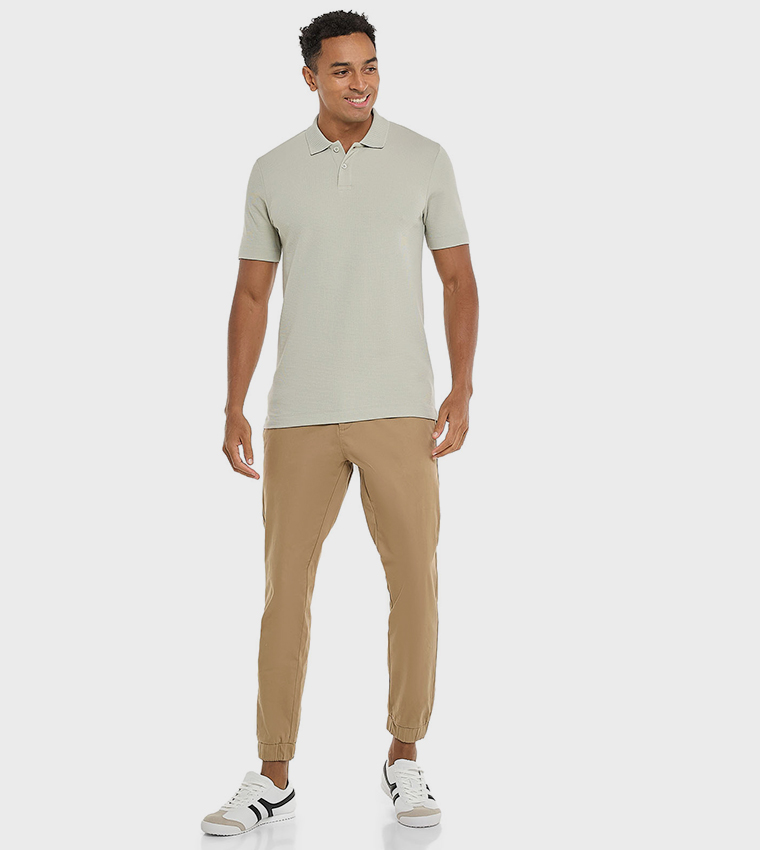 Solid Polo T-Shirt with Short Sleeves
