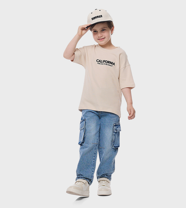 Printed T-Shirt with Crew Neck and Short Sleeves