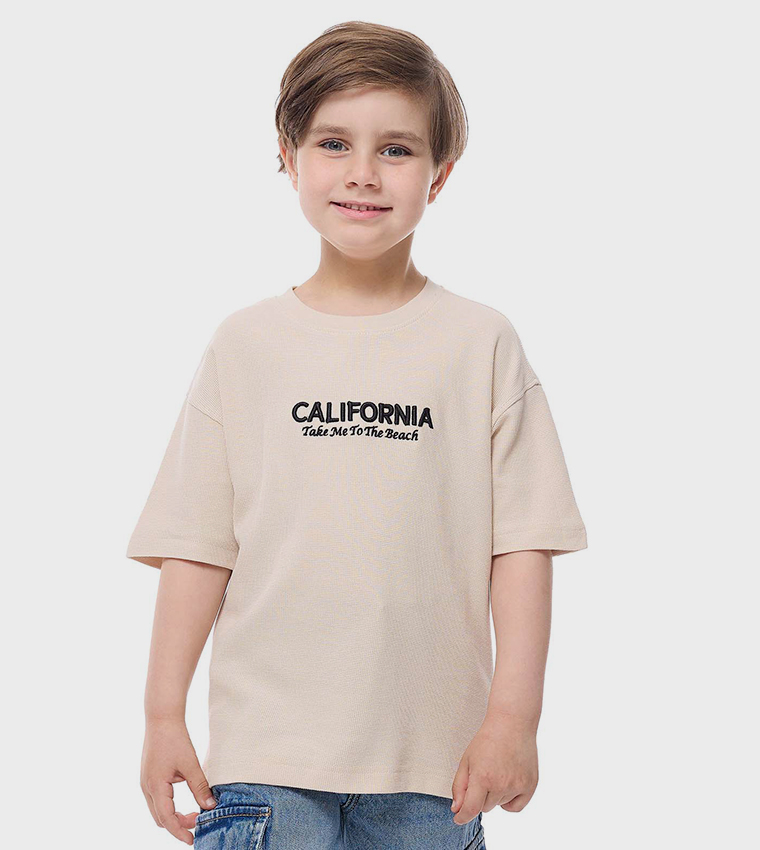 Printed T-Shirt with Crew Neck and Short Sleeves