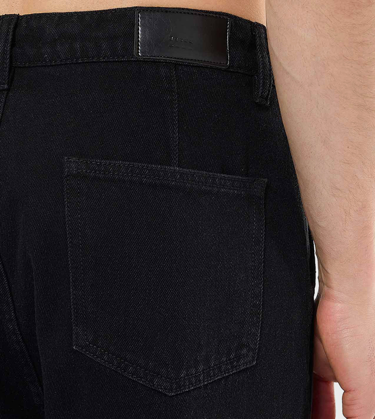 Solid Tapered Fit Jeans with Button Closure