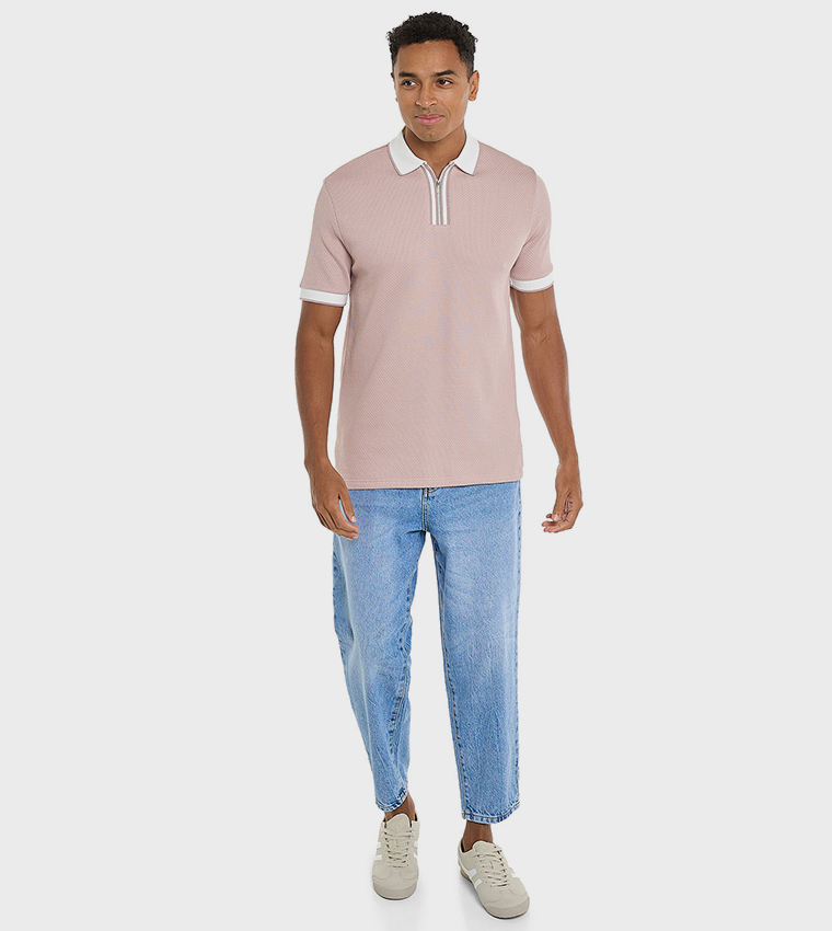 Contrast Tipping Polo T-Shirt with Short Sleeves