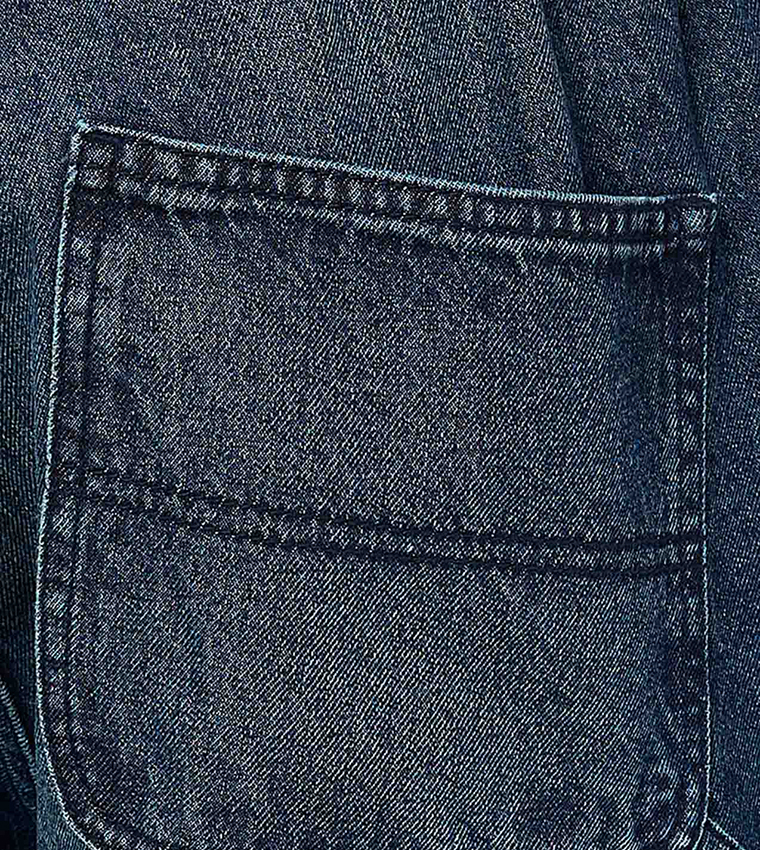 Faded Carpenter Jeans with Drawstring Waist