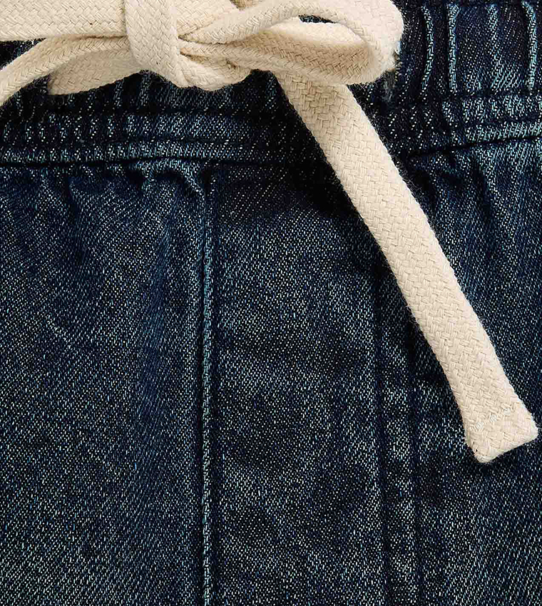 Faded Carpenter Jeans with Drawstring Waist