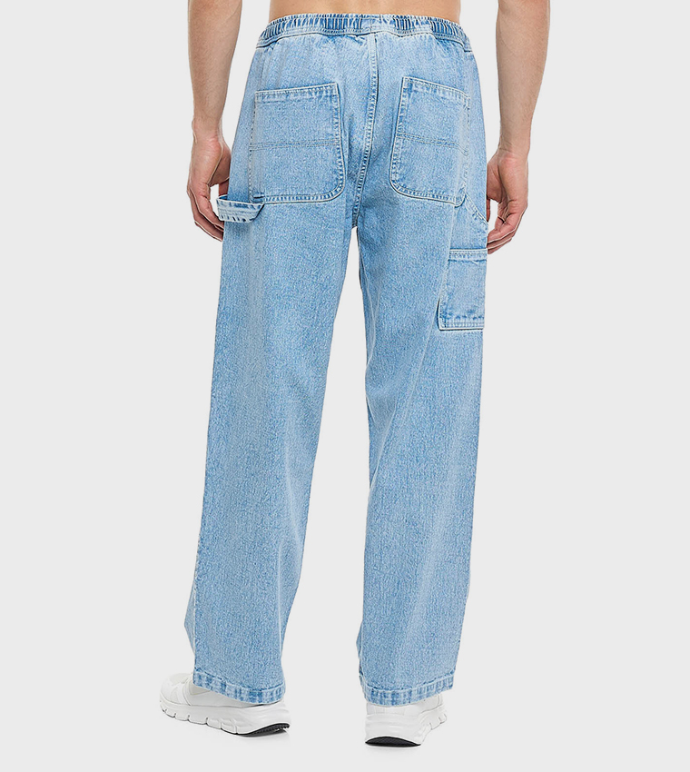 Washed Carpenter Jeans with Drawstring Waist
