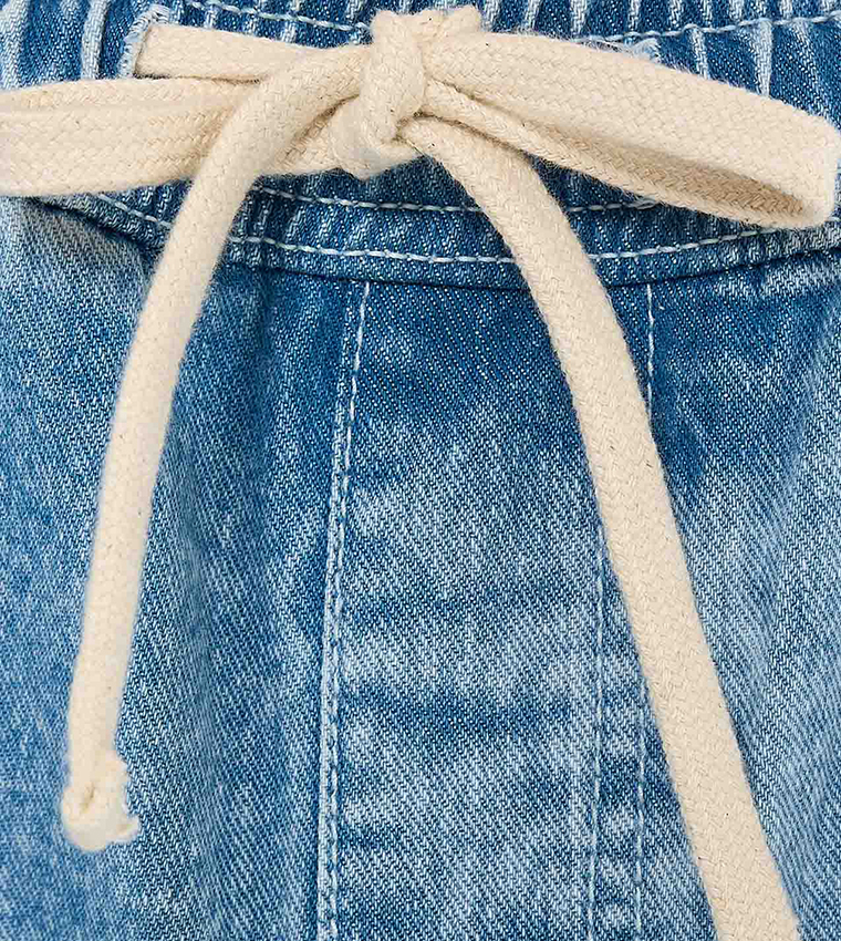 Washed Carpenter Jeans with Drawstring Waist