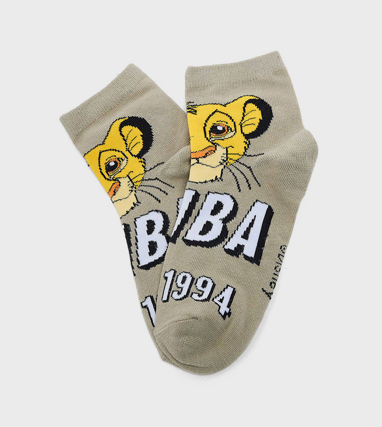 3 Pack Lion Print Ankle Socks