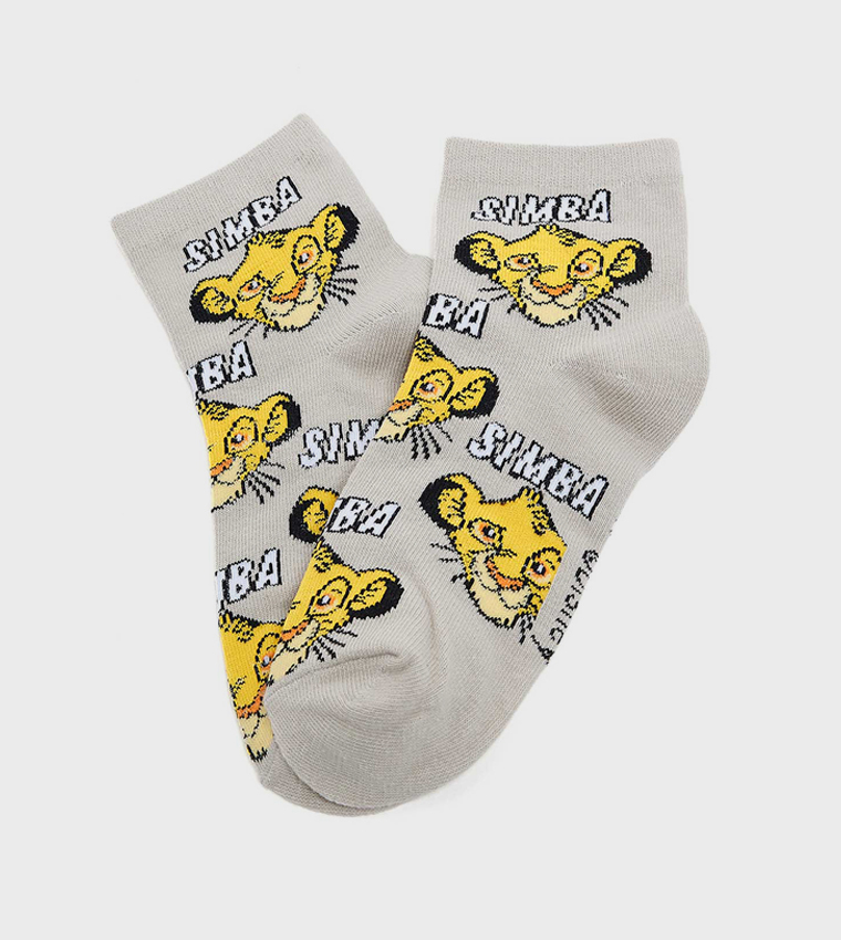 3 Pack Lion Print Ankle Socks