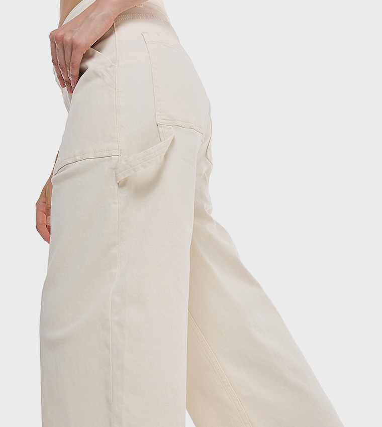 Solid Straight Fit Jeans with Button Closure
