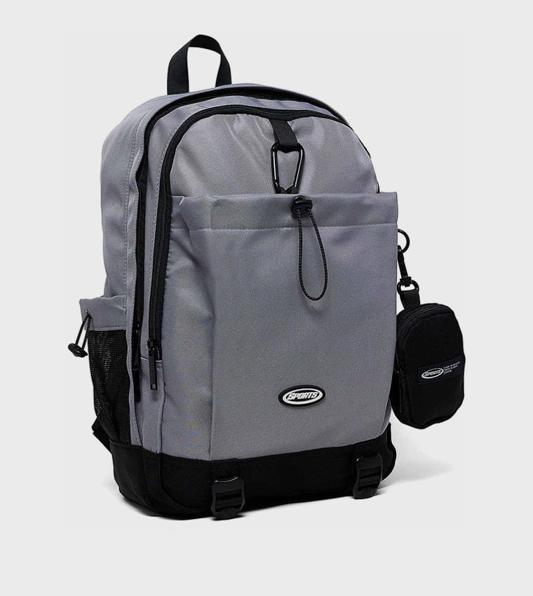 Color Block Backpack With Pouch