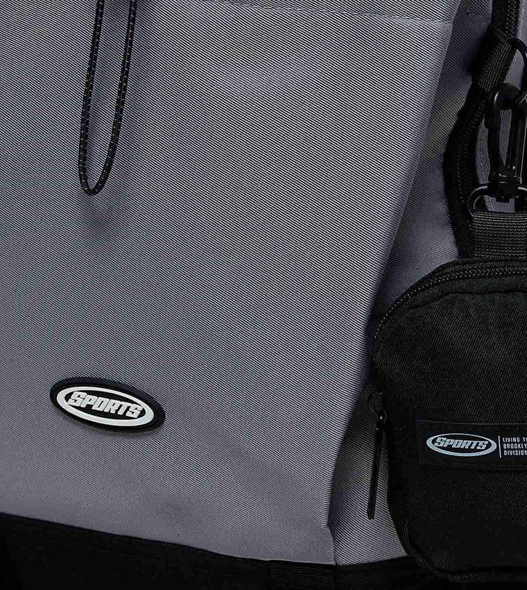 Color Block Backpack With Pouch