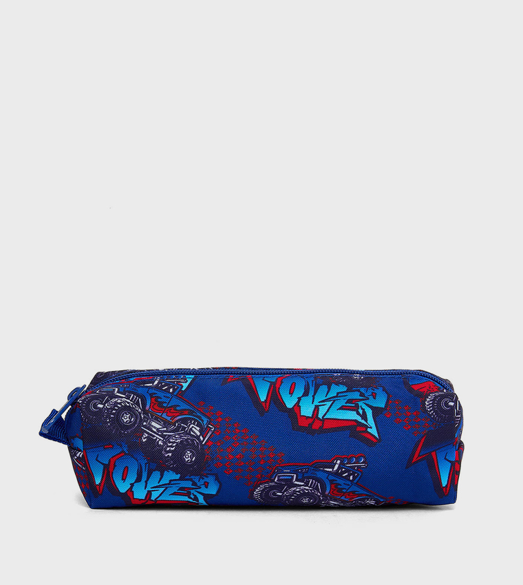 Printed Trolley Backpack with Pencil Pouch