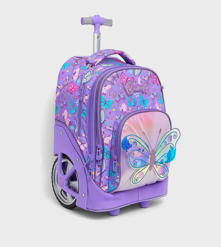 Printed Trolley Backpack with Pencil Pouch