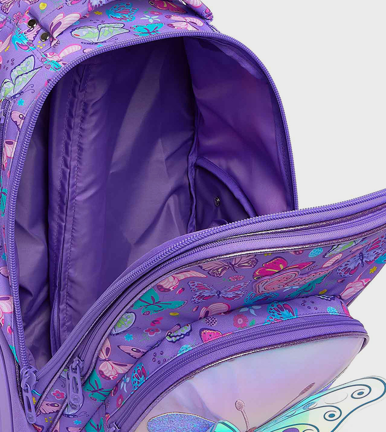 Printed Trolley Backpack with Pencil Pouch