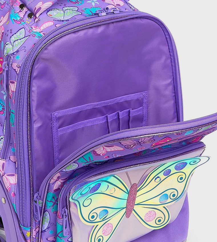 Printed Trolley Backpack with Pencil Pouch