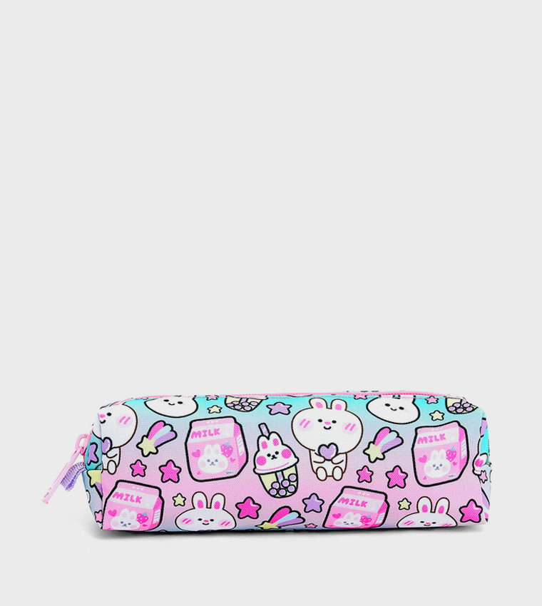 Printed Trolley Backpack with Pencil Pouch