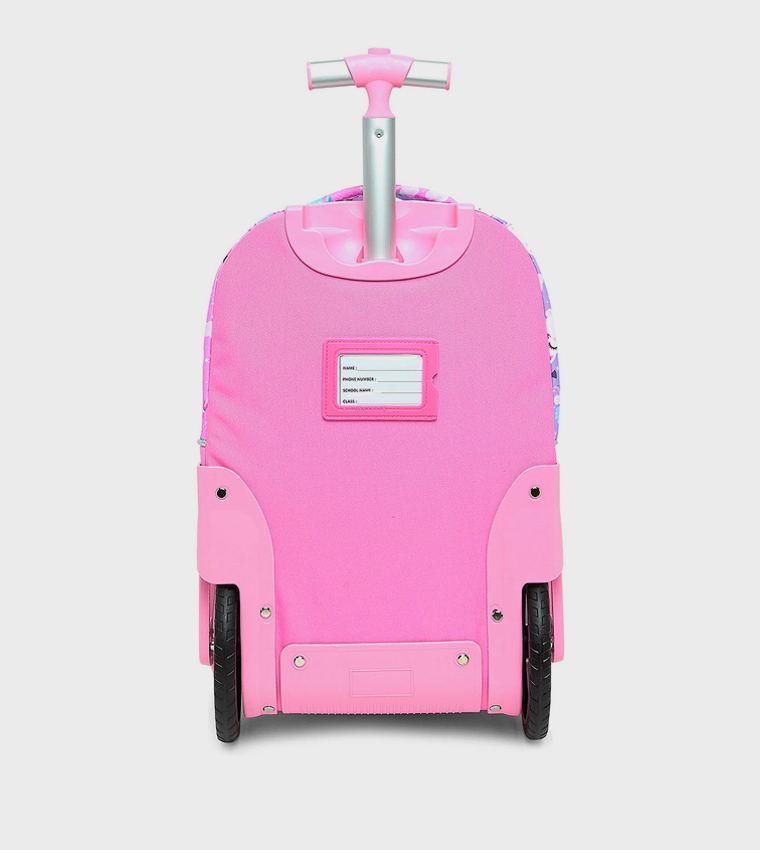 Unicorn Print Trolley Backpack with Pencil Pouch