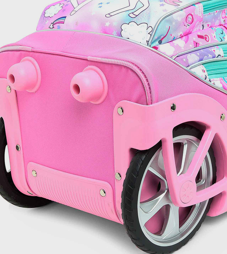 Unicorn Print Trolley Backpack with Pencil Pouch