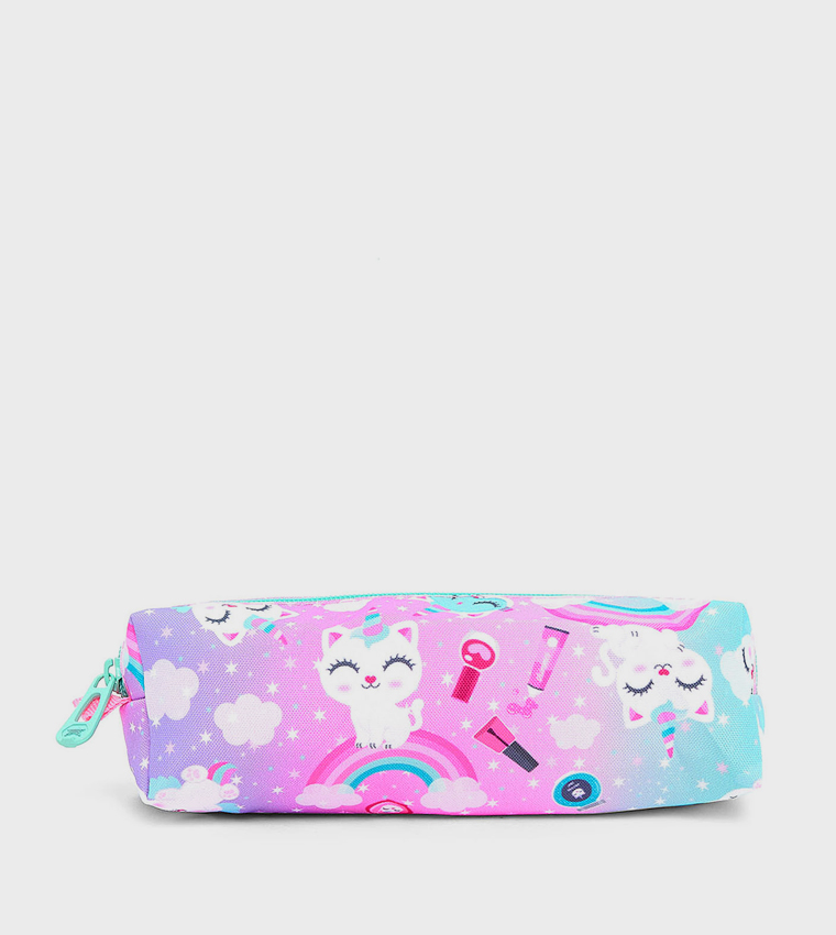 Unicorn Print Trolley Backpack with Pencil Pouch