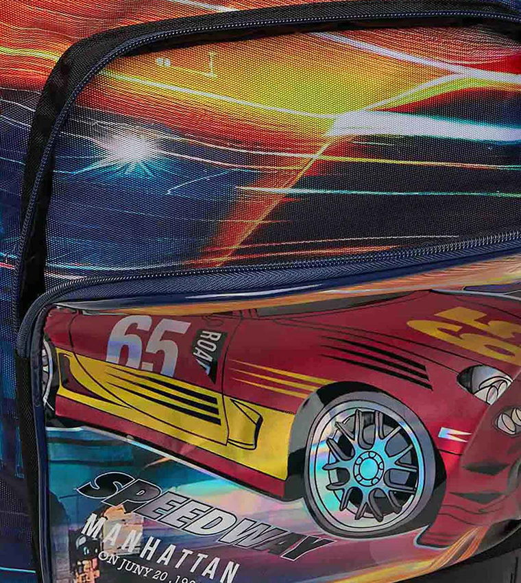 Printed Trolley Backpack Set