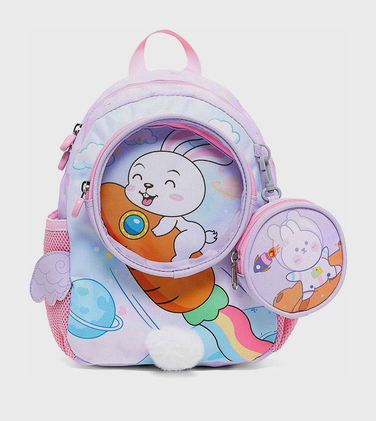 Printed Backpack With Pouch