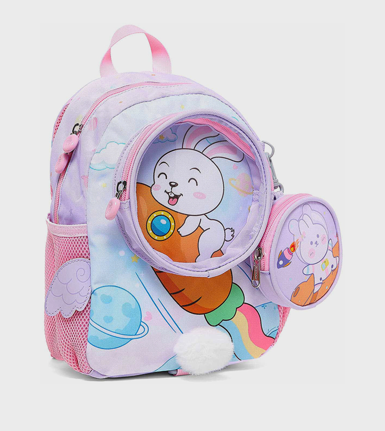 Printed Backpack With Pouch