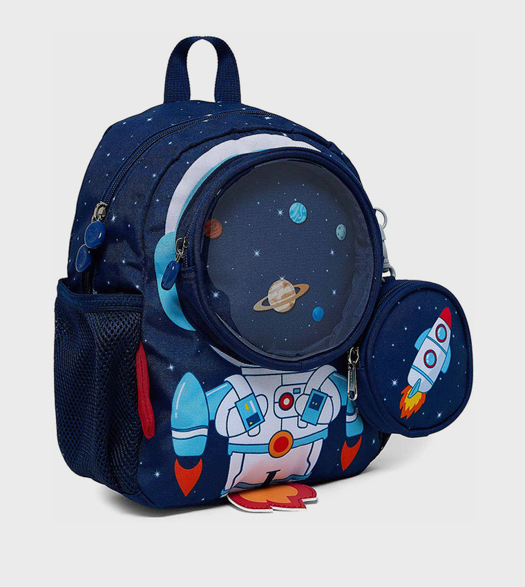 Space Print Backpack With Pouch