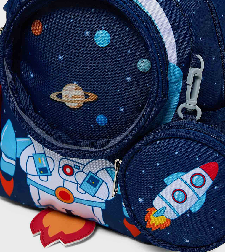 Space Print Backpack With Pouch