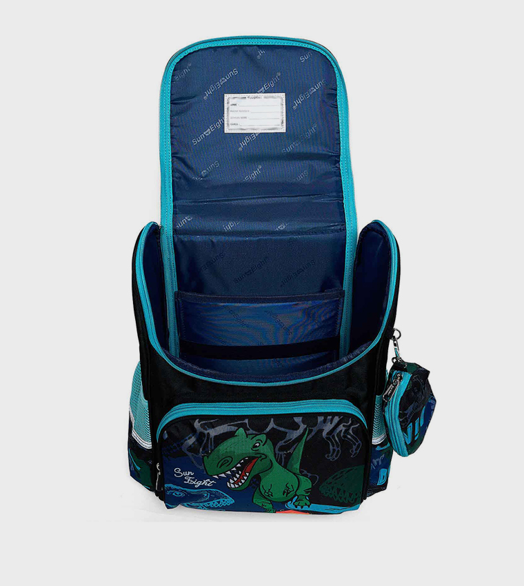 Dino Print Backpack With Pouch