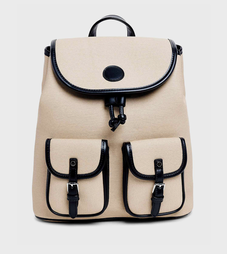Pocket Detail Flap Backpack