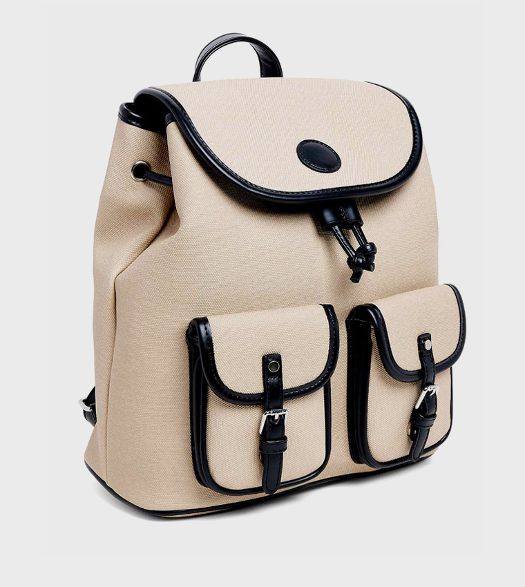 Pocket Detail Flap Backpack