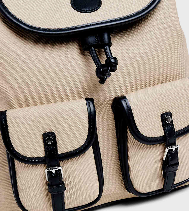 Pocket Detail Flap Backpack