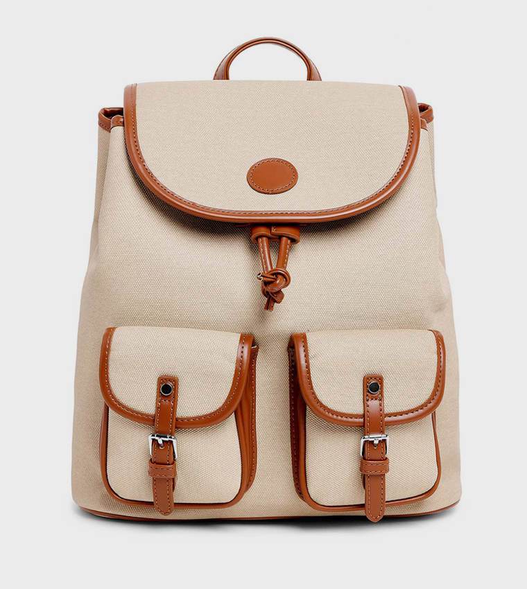 Pocket Detail Flap Backpack