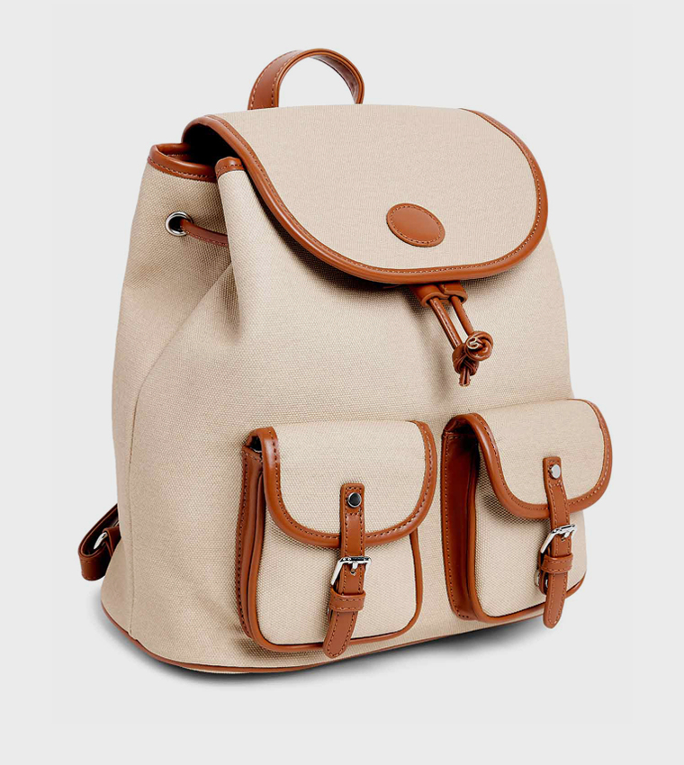 Pocket Detail Flap Backpack
