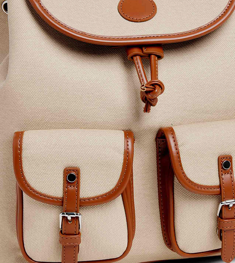 Pocket Detail Flap Backpack