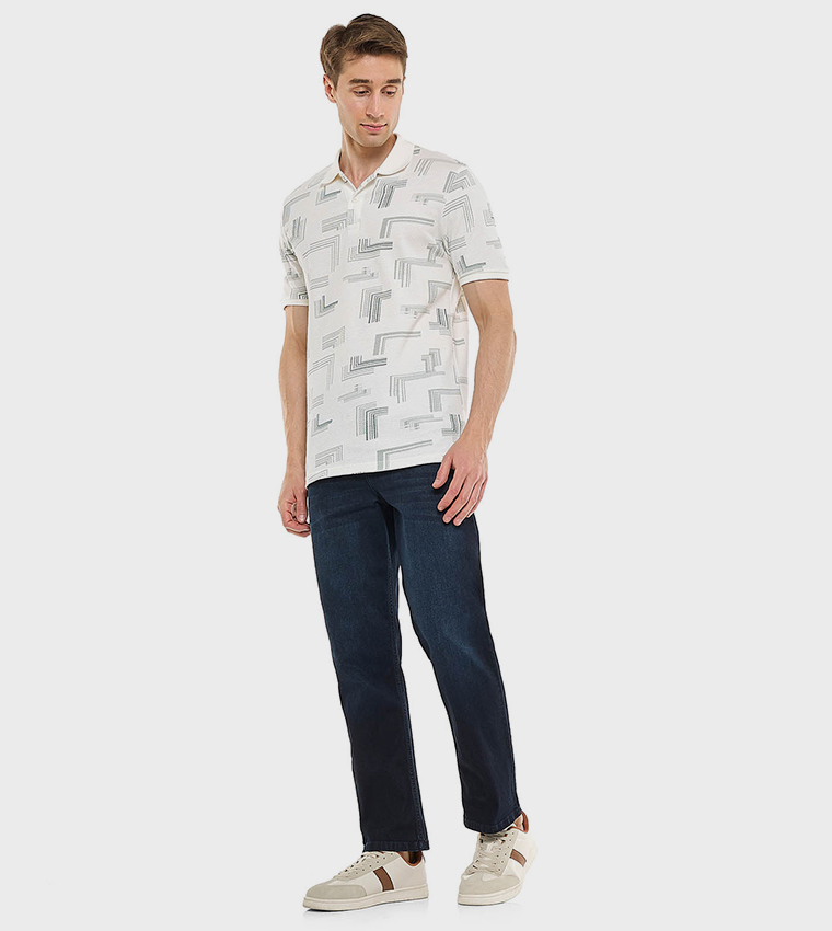 Faded Straight Fit Jeans with Button Closure