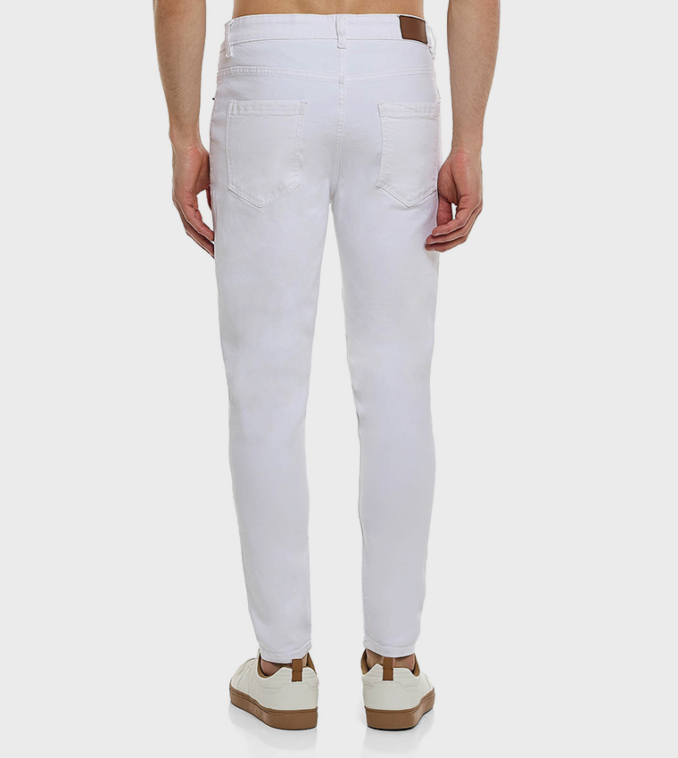 Solid Slim Fit Jeans with Button Closure