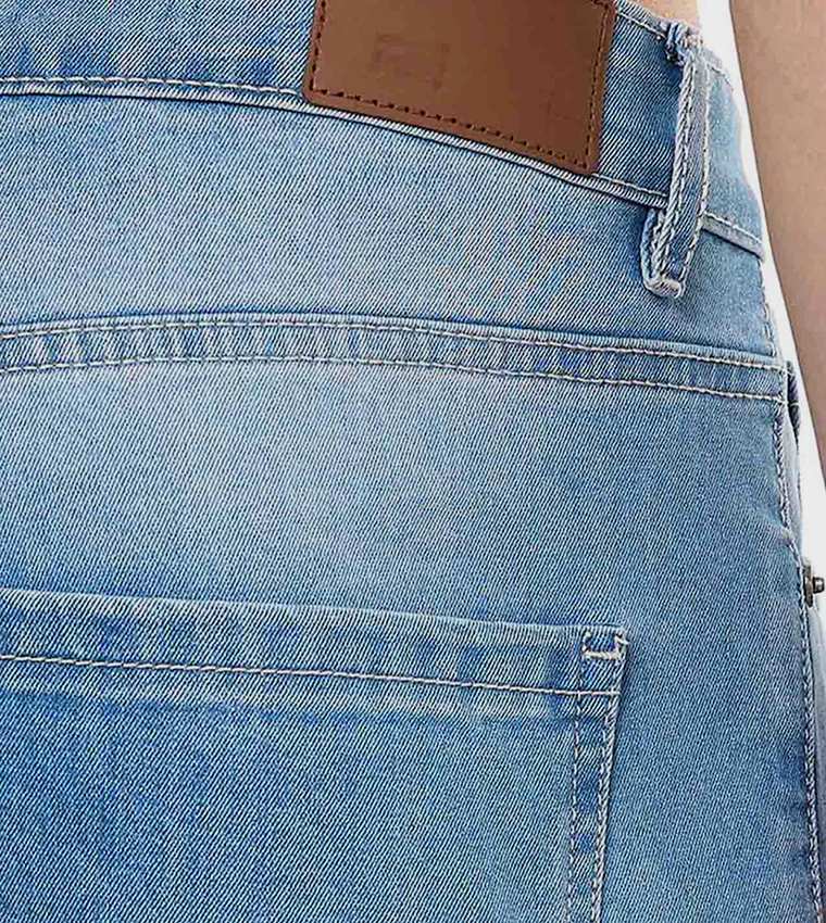 Faded Slim Fit Jeans with Button Closure