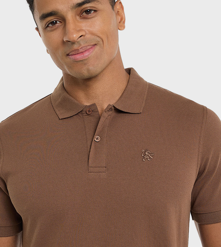 Solid Polo T-Shirt with Short Sleeves