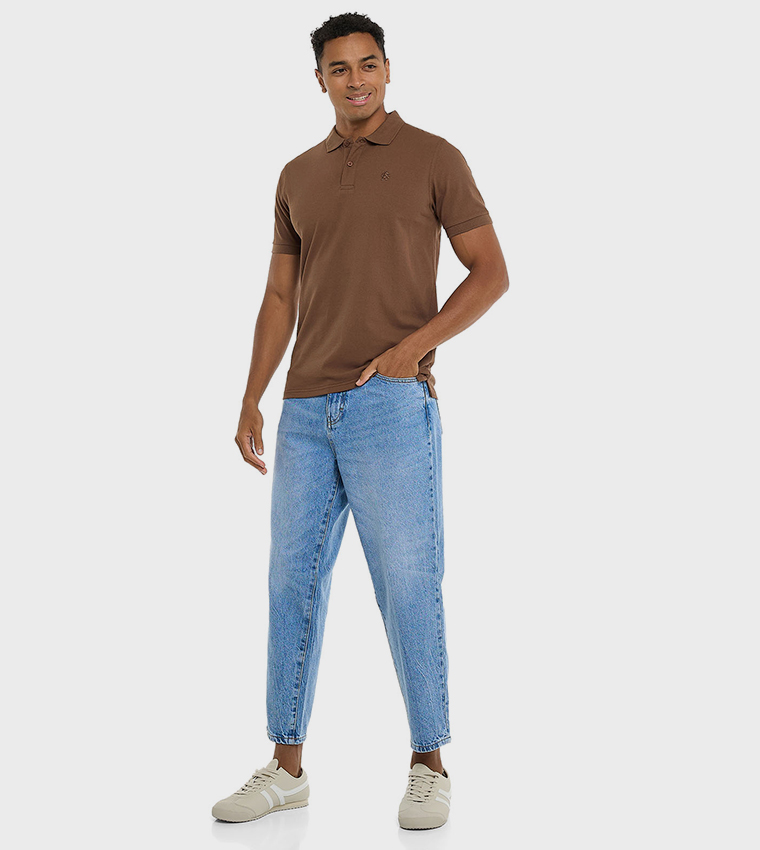 Solid Polo T-Shirt with Short Sleeves