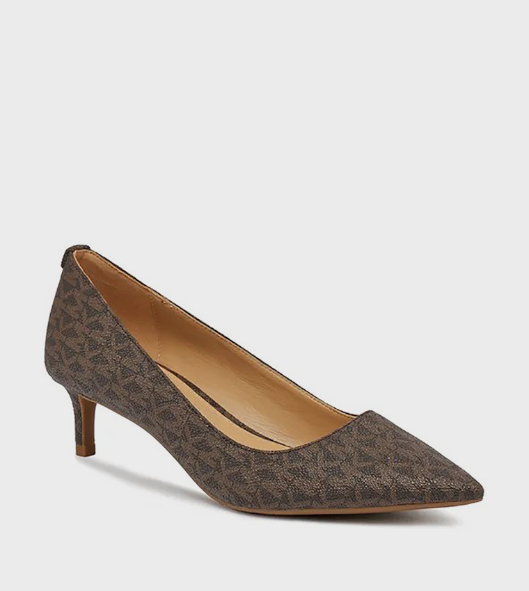 Monogram Patterned Kitten Heel Pumps