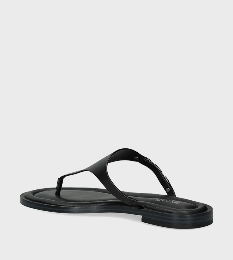 Logo Detail T-Strap Flat Sandals