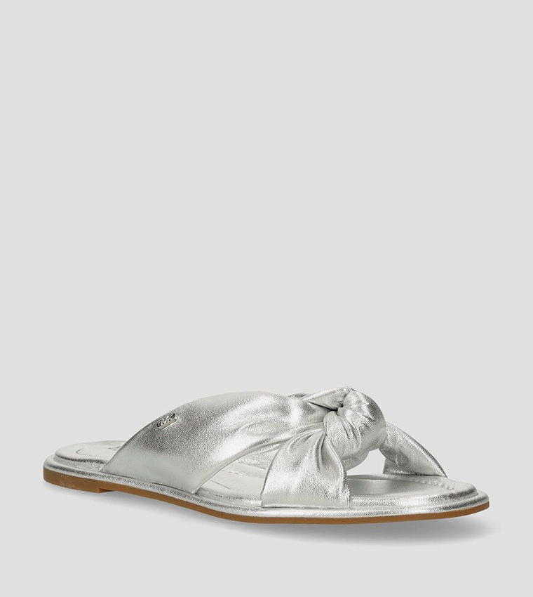 Metallic Logo Detail Knotted Flat Sandals