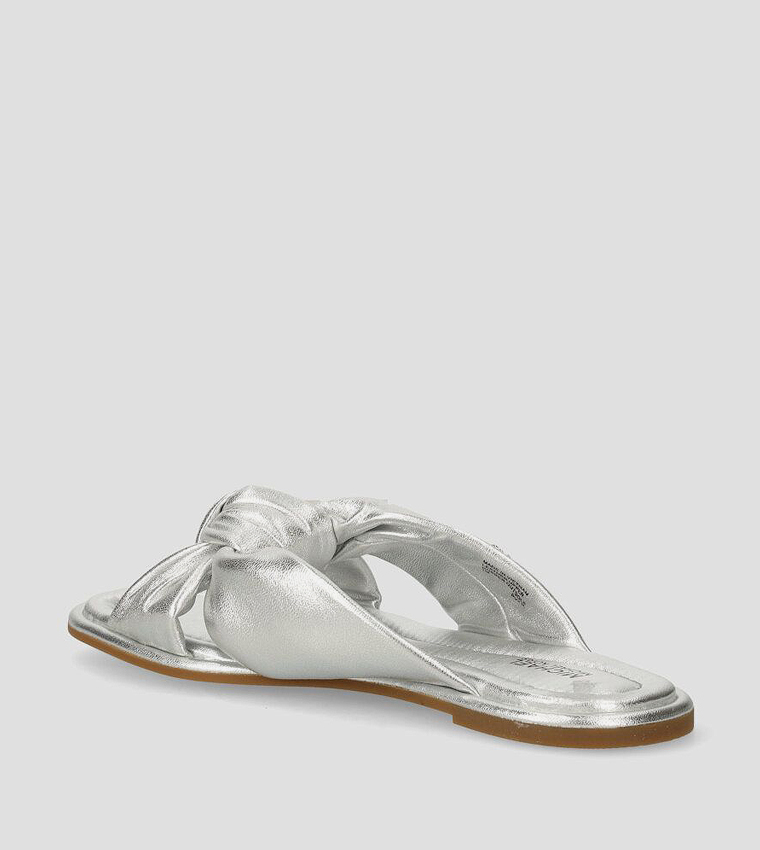 Metallic Logo Detail Knotted Flat Sandals