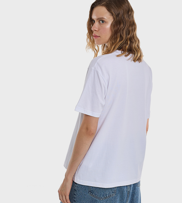 Graphic Print T-Shirt with Crew Neck and Short Sleeves